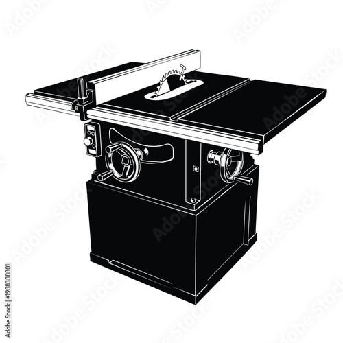 Table saw circular cutter silhouette bundle woodworking machinery set.