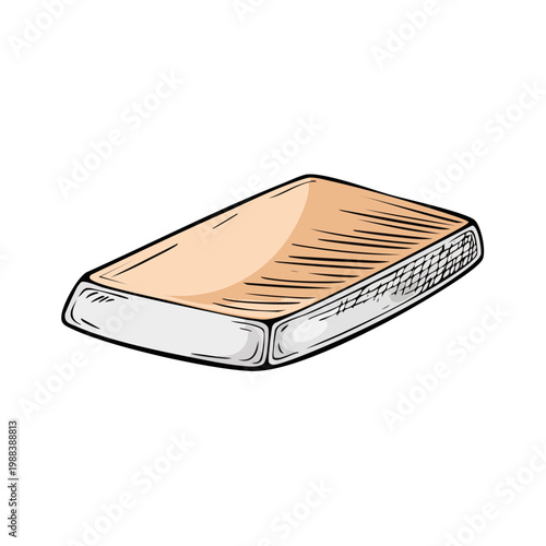 Hand Drawn Illustration of a Simple Mattress with Textured Sides