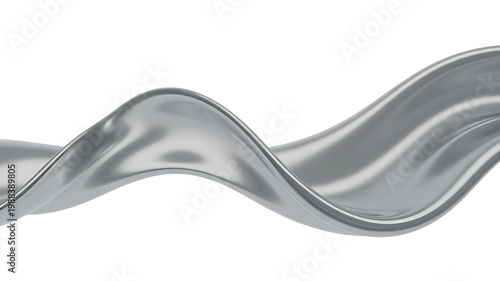 A shiny silver wave isolated on transparent background for design and decoration purposes with a modern look