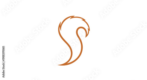 Stylized Fox Tail Outline Icon, Minimalist Vector Art