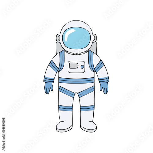 Cartoon Astronaut in a Space Suit Ready for Exploration