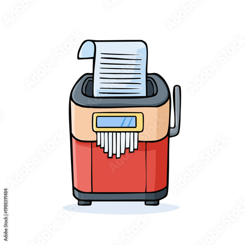 Illustration of a document shredder destroying paper strips
