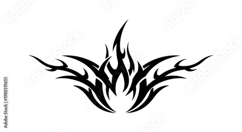Black Tribal Fire Flame Tattoo Design on White Background