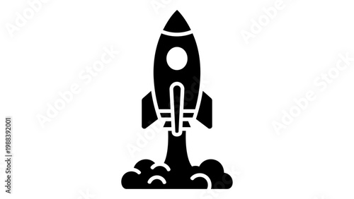 Rocket launch icon, space exploration symbol, vector illustration isolated on white background