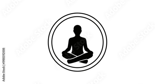 Minimalist Black Yoga Meditating Figure Icon