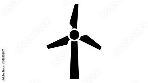 Wind turbine icon, renewable energy symbol