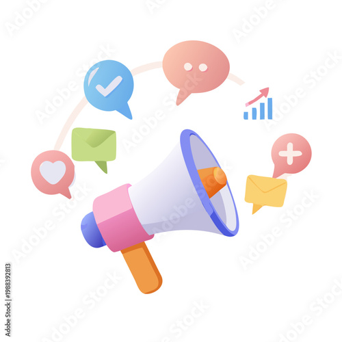 Clay 3D Digital Marketing Campaign Launch Icon