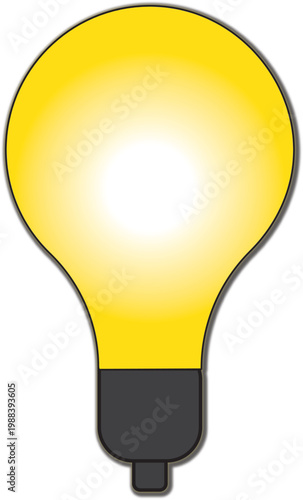 A bright yellow .A bright yellow light bulb vector illustration. symbolizes a creative idea and innovative business concept through a glowing  representing energy, power, and technology.