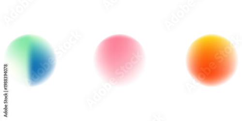 Set color circle gradient noise gradation. Abstract colorful watercolor blur mesh on isolated transparent background. Circle shape png.