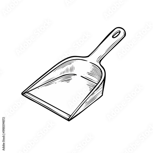 Hand Drawn Dustpan and Brush Illustration Cleanliness and Housekeeping Concept