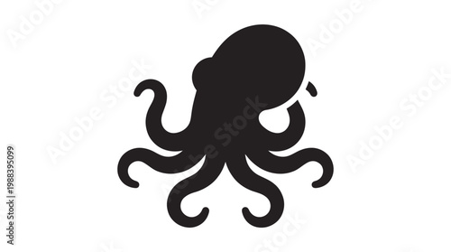 Black silhouette of an octopus.