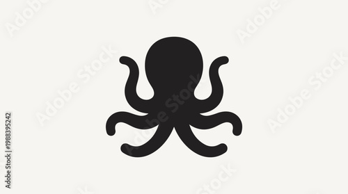 Fotografi Black silhouette of an octopus.
