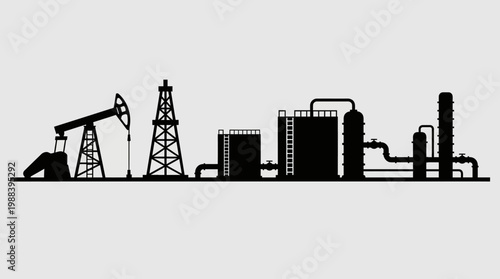 Industrial silhouette of oil refinery.