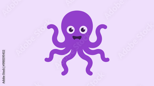A purple cartoon octopus with eyes.