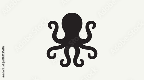 Black octopus silhouette graphic design element.