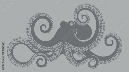 Tentacled sea creature graphic design element.