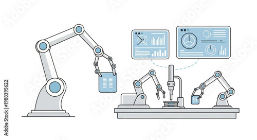 Automated Robotic Arms in a Manufacturing Setting.