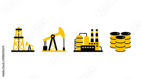 Industrial oil and gas extraction icons.