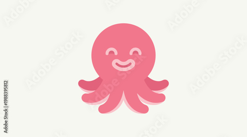 A cheerful pink octopus cartoon character.
