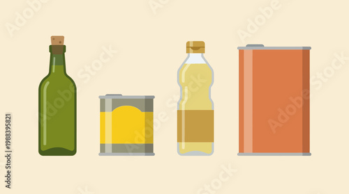 Assorted household food and drink items.