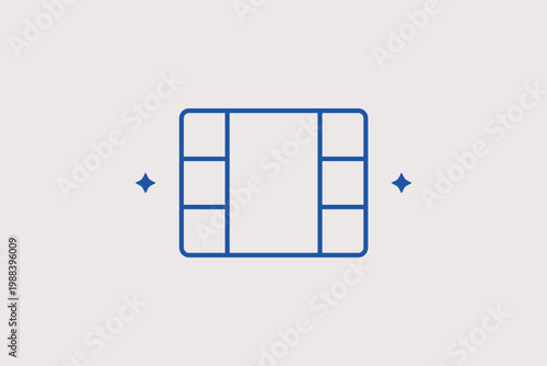 Film strip segment line icon for motion picture editing and multimedia gallery previews. Creative Vector Illustration for cinema production blogs and digital video portfolio websites.