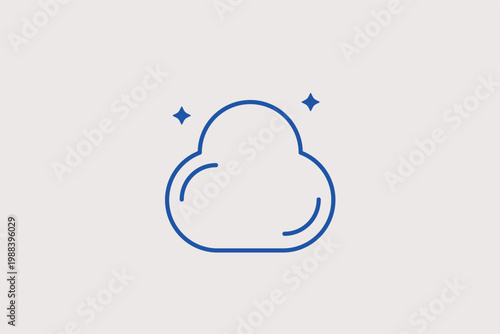 Cloud storage symbol line icon for remote data backup and wireless synchronization. Modern Vector Illustration for SaaS company branding and online file sharing platforms.