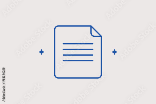Lined document paper line icon for digital note-taking and administrative text editing. Formal Vector Illustration for blog article headers and office paperwork management.