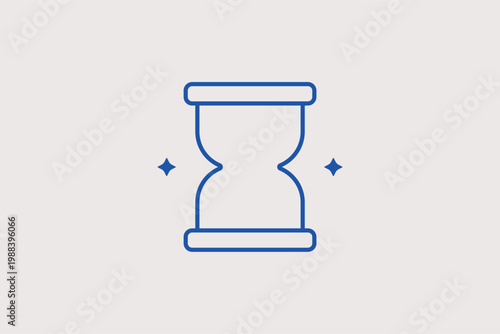 Classic hourglass timer line icon for process waiting and time management tracking. Temporal Vector Illustration for productivity apps and historical project timelines.