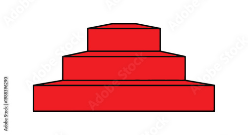 A simple illustration of three stacked rectangular red shapes