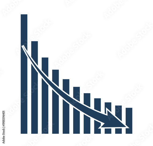 Financial bar chart with downward arrow indicating crisis