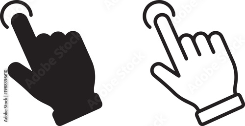 Pointing hand icons black and white illustration of human fingers