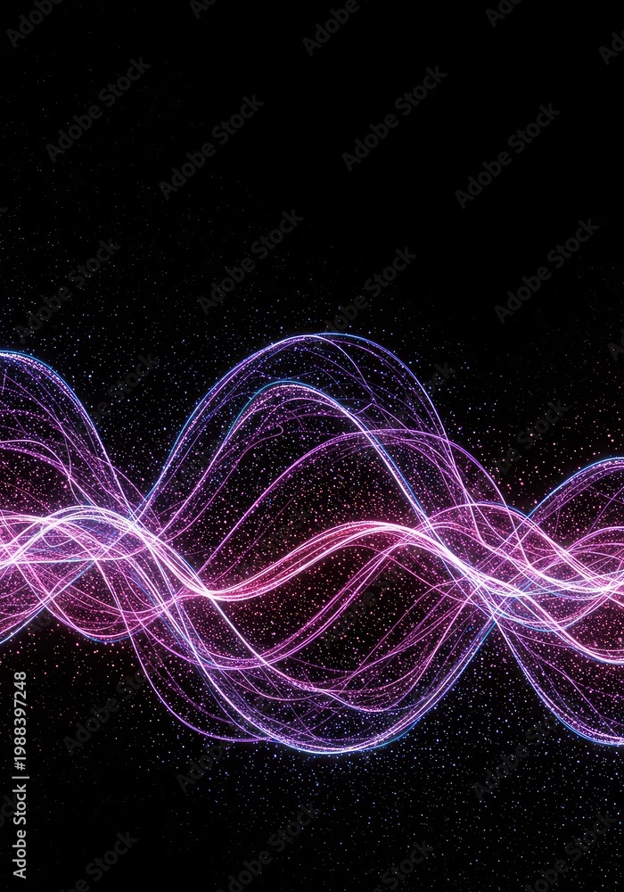 Fototapeta premium Dynamic futuristic abstract background featuring complex interconnected flowing curves and light trails, symbolizing data networks and technological complexity, warp, internet, digital