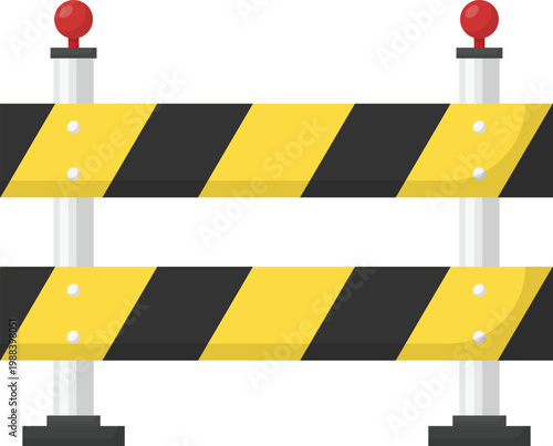 Road Barrier Flat Illustration. Type II Construction Barricade Design Element Isolated on White Background
