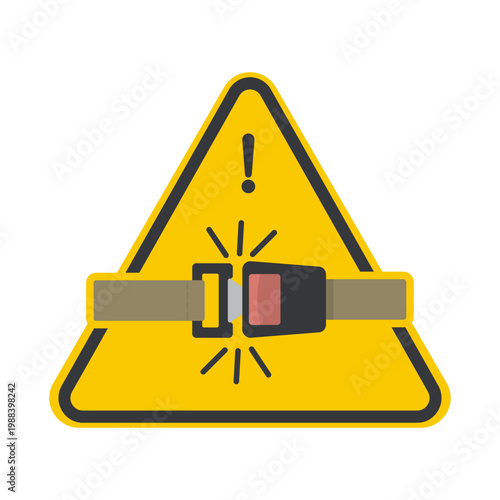 Printable caution label reminding to fasten seatbelt with click illustration, promoting safety, compliance, and secure travel in vehicles and transportation