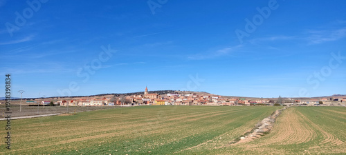 Photos Celadas rural village green fields Sierra Palomera valley Teruel Spain
