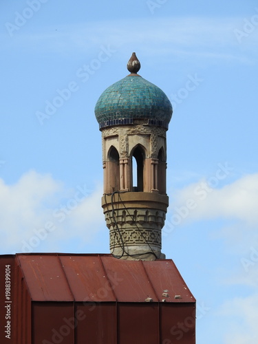 a turret on the building of the sulfur baths in Tbilisi