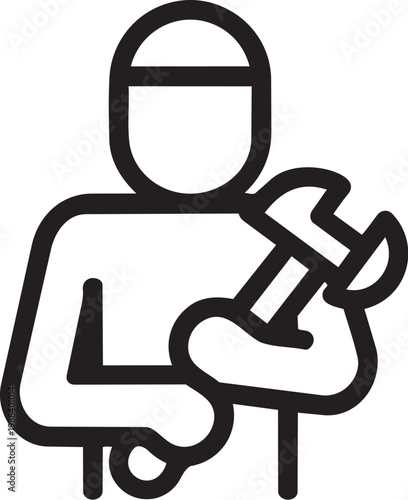 A person holding a wrench