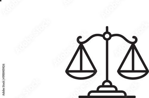A black and white image of a scales of justice