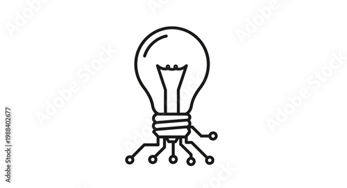Hand drawn light bulb with circuit board elements symbolizing innovation and technology.