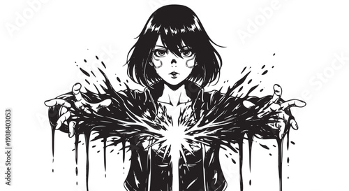 Manga Girl with Dark Powers Emerging