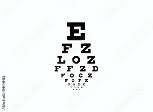 Visual Acuity Test Chart: A classic Snellen eye chart, a visual examination tool used to assess visual acuity. The chart is a symbol of precision, clarity, and the importance of healthy vision. 