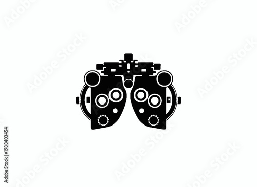 Precision in Vision: A meticulously rendered illustration of an optometry phoropter, a tool central to vision assessment, its intricate details embodying clarity and diagnostic precision.