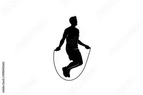 Dynamic Rope Exercise: A silhouette of a focused individual actively engaged in rope exercise, capturing the essence of agility and physical fitness.