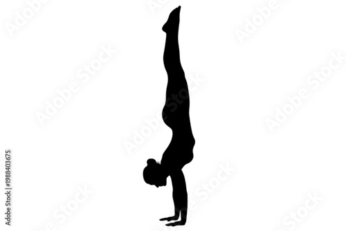 Handstand Silhouette: A strong and graceful silhouette of a person performing a handstand, showcasing balance and strength against a clean background, embodies focus and physical prowess.