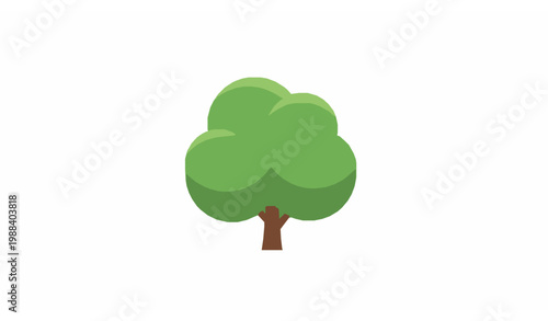Schilderij op canvas Simple flat tree vector design with rounded green canopy minimal nature icon for