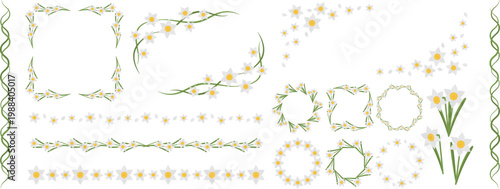 スイセンのフレームと装飾セット