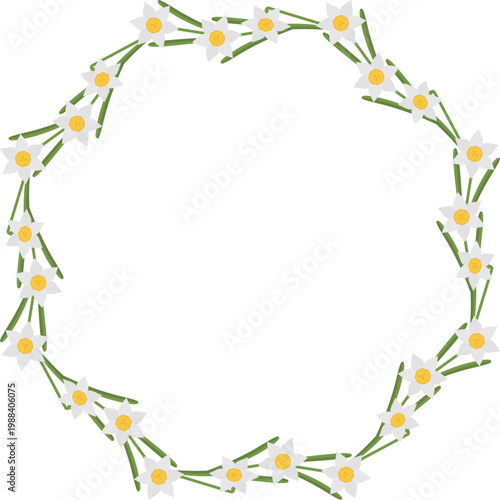 スイセンの円形フレーム