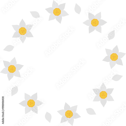 スイセンの円形フレーム