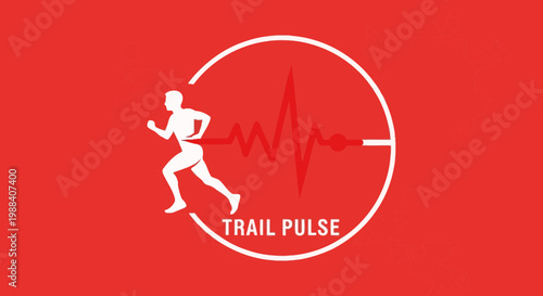 Running Trail Pulse Logo, Cardio Fitness, Endurance Training, Red Design for Sportswear Brands