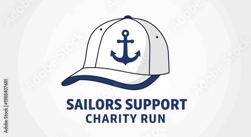 Sailors Charity Run With Nautical Symbol Cap Design For Supportive Fundraising Events